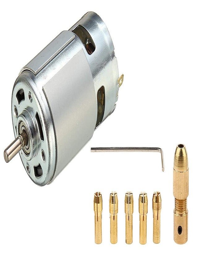 Diktmark Big Size RS775 DC 12V-24V 3500-9000 RPM Large Torque High Power Low Noise DC Motor and 3mm metal drill chuck collet bits Keyless Adapter With Wrench - Image 1